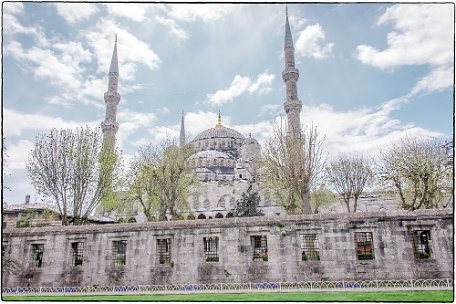 Blue Mosque perimeter The Sultan Ahmed Mosque (Turkish: Sultan Ahmet Camii) is a historic mosque in Istanbul. The mosque is popularly known as the Blue Mosque for the blue tiles...